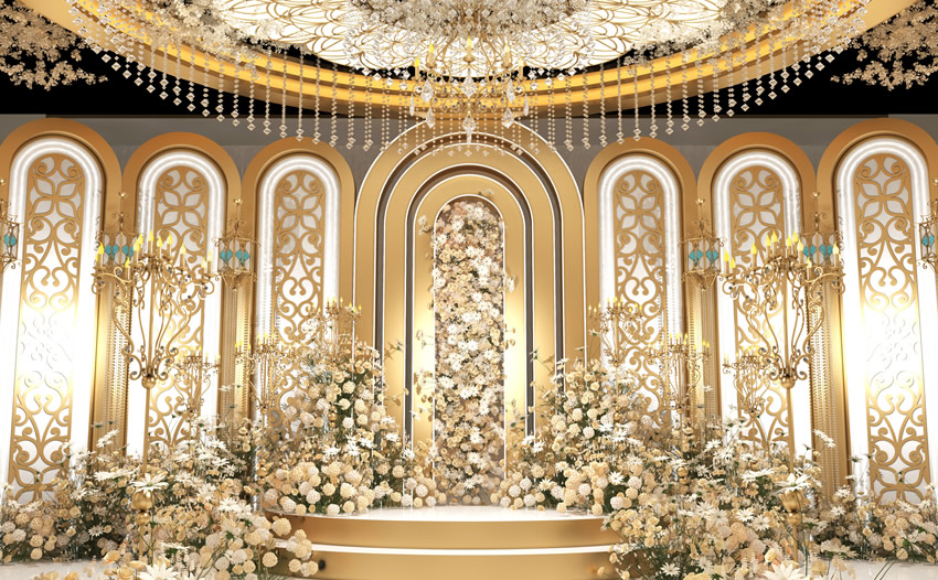 内江香槟色调婚礼堂效果展示